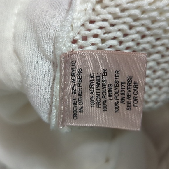 Off-white crochet sweater size small knit scoop neck, Philosophy Republic - Picture 6 of 7